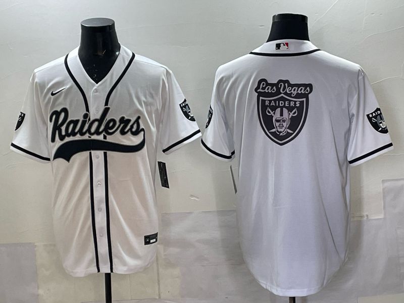 Men 2025 Nike Oakland Raiders Blank White Joint Name  Limited NFL Jersey style 056